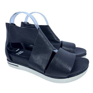 Eileen Fisher Women"s Sport Tumbled Black Leather Strappy Sneaker Sandal 9